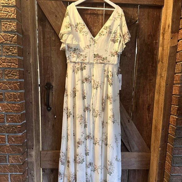 NWT JJ's House 12 A-Line V-Neck Floor Length Chiffon Floral Bridesmaid Dress - Picture 3 of 10